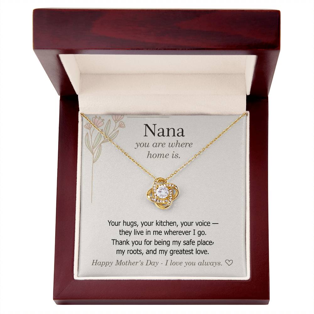 To Grandma — Love Knot Necklace + Heartfelt Message Card | "You Are Where Home Is" Mother's Day Gift | 0428GM