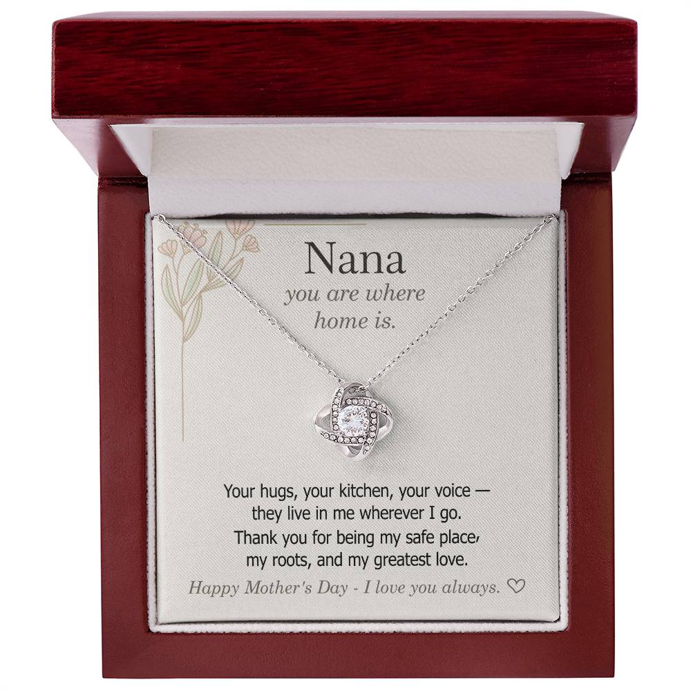 To Grandma — Love Knot Necklace + Heartfelt Message Card | "You Are Where Home Is" Mother's Day Gift | 0428GM