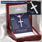 To Son - graduation journey  - Custom Card Cross Necklace