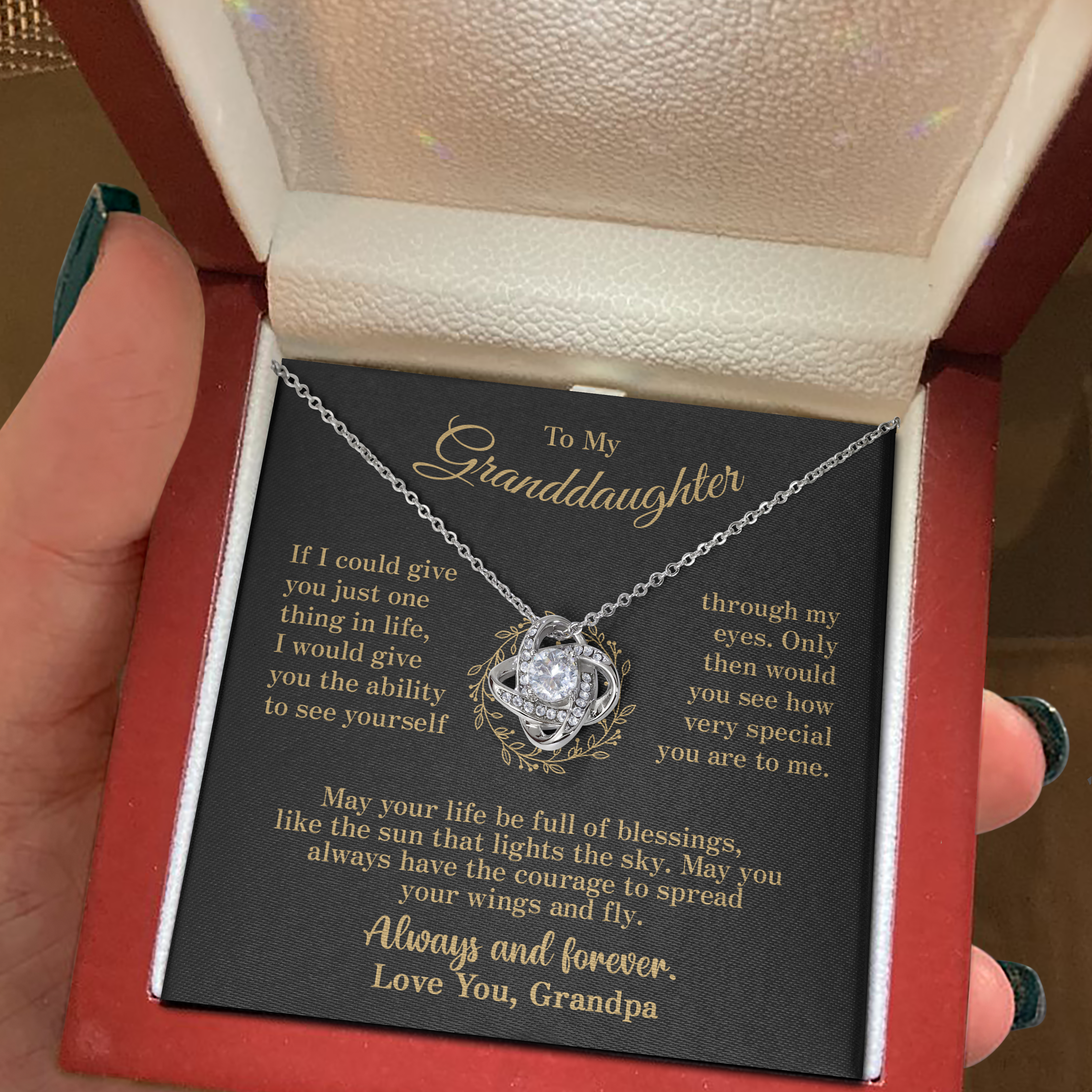 To my Granddaughter - through my eyes be blessed with light courage to fly - v2 - from Your  Grandpa - Love Knot