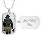 To Fireman Dad - thinking of you - love unconditionally - D Tag Necklace