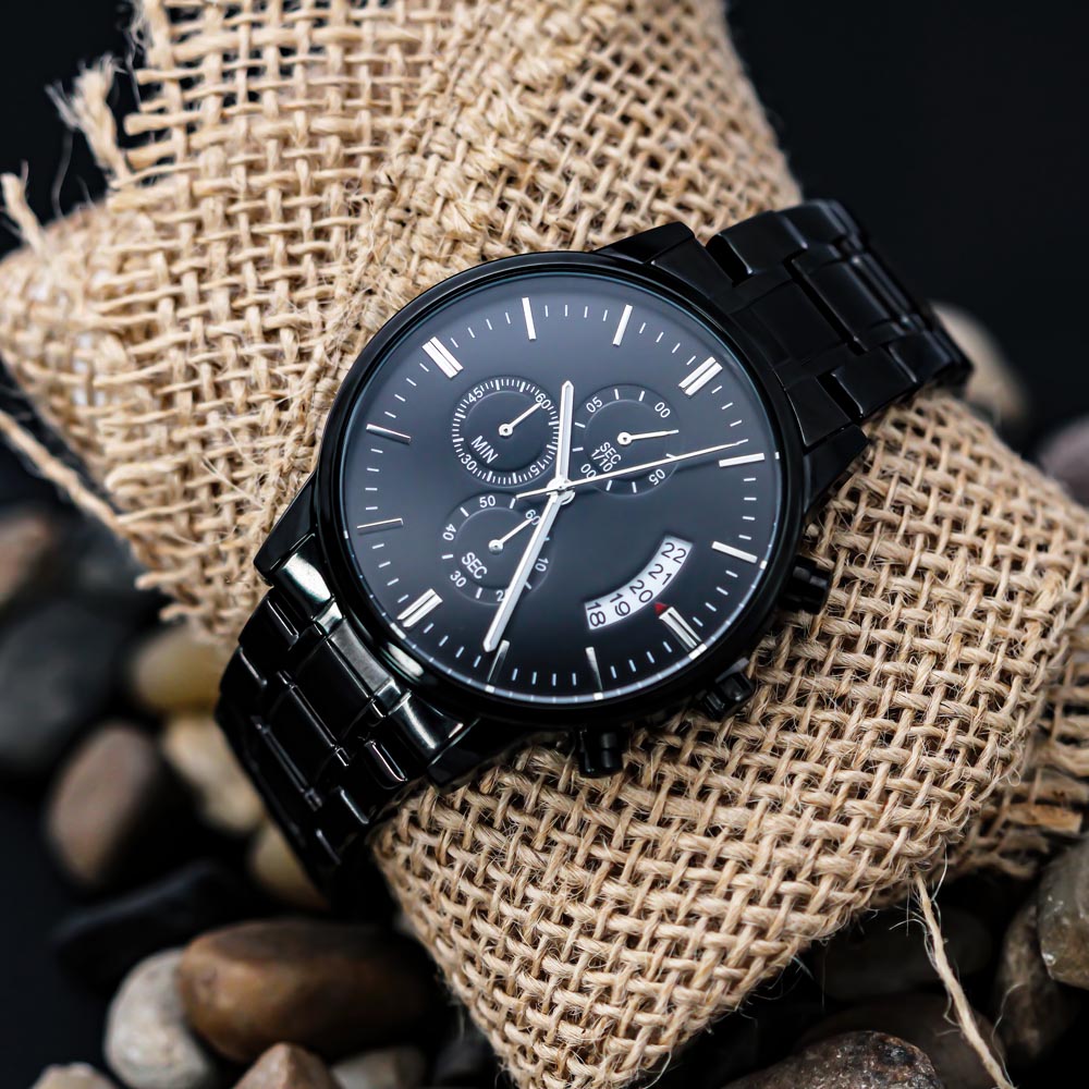 Special Customized Black Luxury Chronograph Watch Elegant Mahogany Box