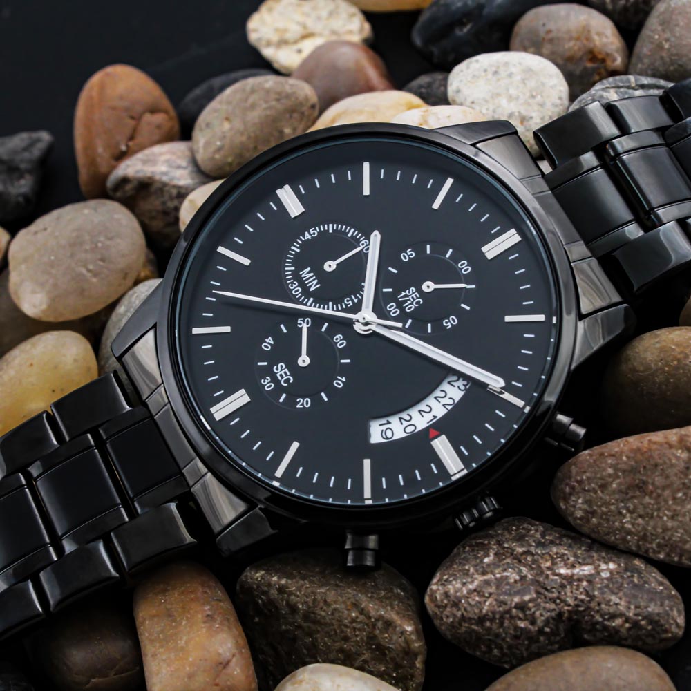 Special Customized Black Luxury Chronograph Watch Elegant Mahogany Box