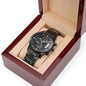 Special Customized Black Luxury Chronograph Watch Elegant Mahogany Box