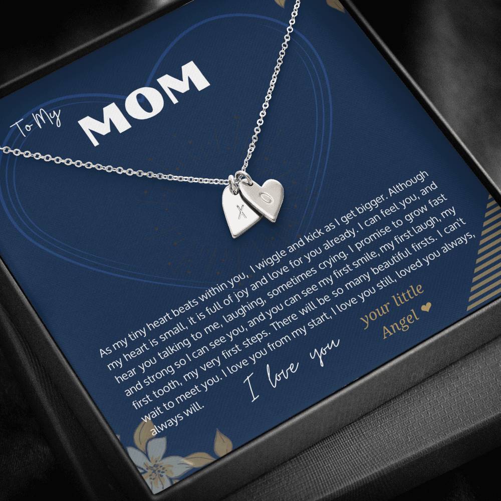 To my future Mom - Sweetest Hearts Love Necklace with Stamped Letter Hearts - from Baby