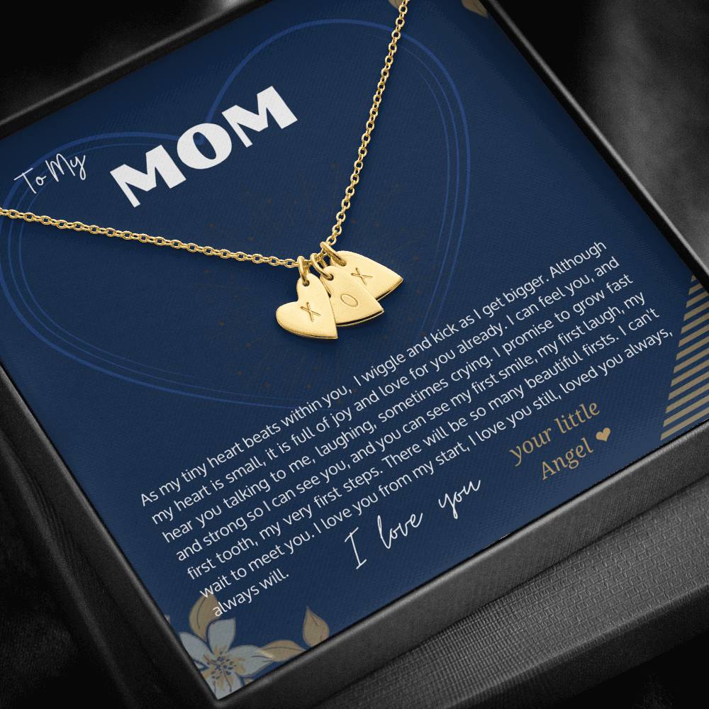 To my future Mom - Sweetest Hearts Love Necklace with Stamped Letter Hearts - from Baby